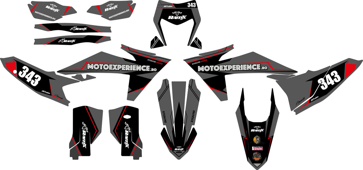 Kit Stickere Personalizate KTM 2024 2T / 4T toate modelele Gri/Rosu