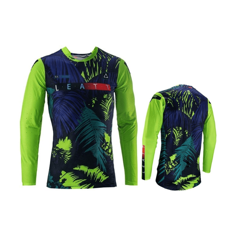 Tricou/Jersey Moto Cross LEATT 5.5 UltraWeld Green, Verde/Negru