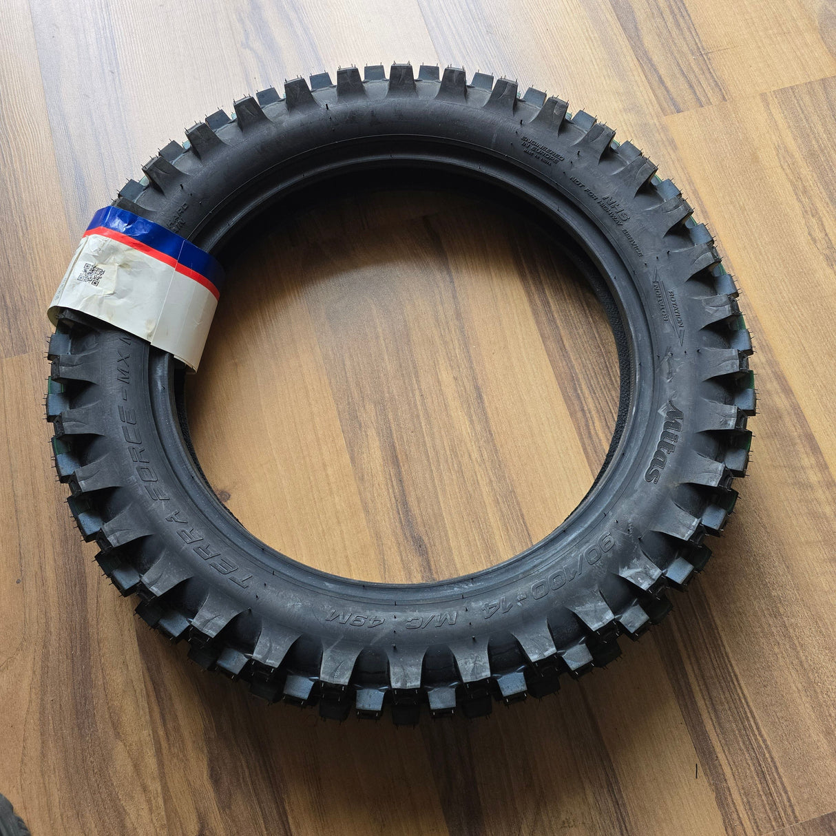 Anvelopa Cauciuc MITAS 90/100-14 TERRA FORCE-MX MH Spate Dunga Verde & Rosie