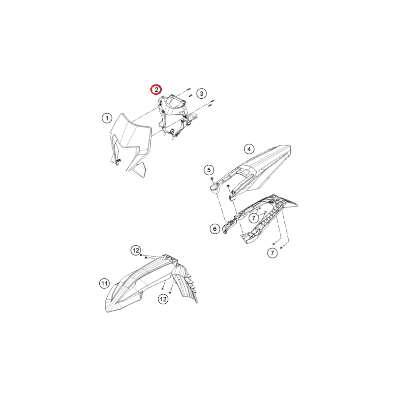 Suport inferior masca far pentru KTM EXC/XC-W 2024-2026 - A49008001010C1