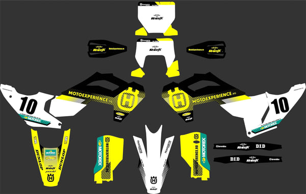 Stickere Negru-Alb-Galben pt. HUSQVARNA 2024+ 2T/4T MX/ENDURO