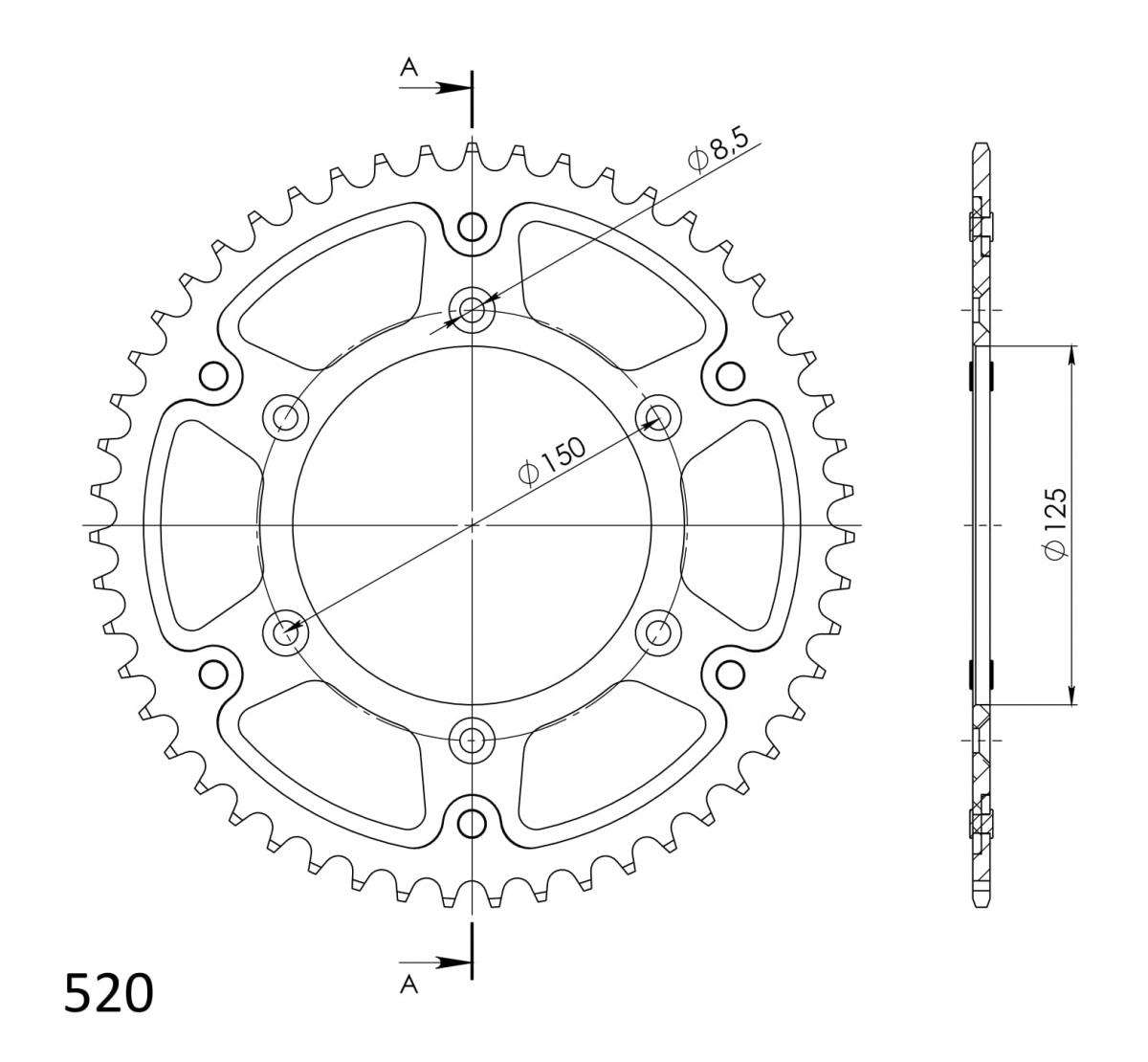Supersprox Rear sprocket 50 Teeth (50T) KTM/Husqvarna/GasGas 1990-2026 Stealth orange aluminium/steel 520 dimensions