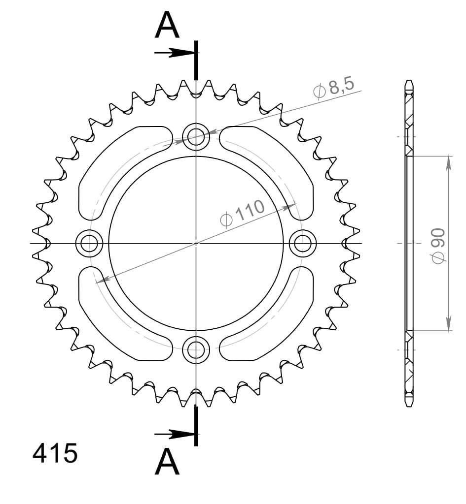 Pinion Spate 40T (40 Dinti) Supersprox KTM 50 SX pt. lant 415 - Albastru